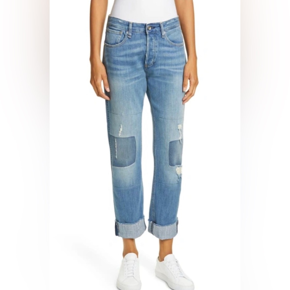 Rag & Bone Rosa Mid-Rise Boyfriend Patchwork Jeans Size 25